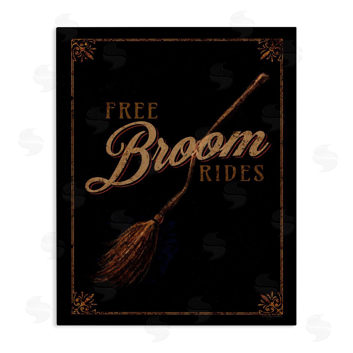 Rustic Free Broom Rides Canvas Wall Art, Home Decor by Molly Mattin