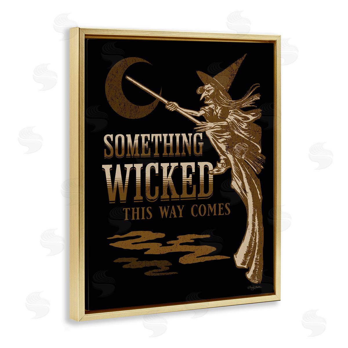 Something Wicked Witch Gold Floating Frame Canvas Wall Art, Home Decor by Molly Mattin