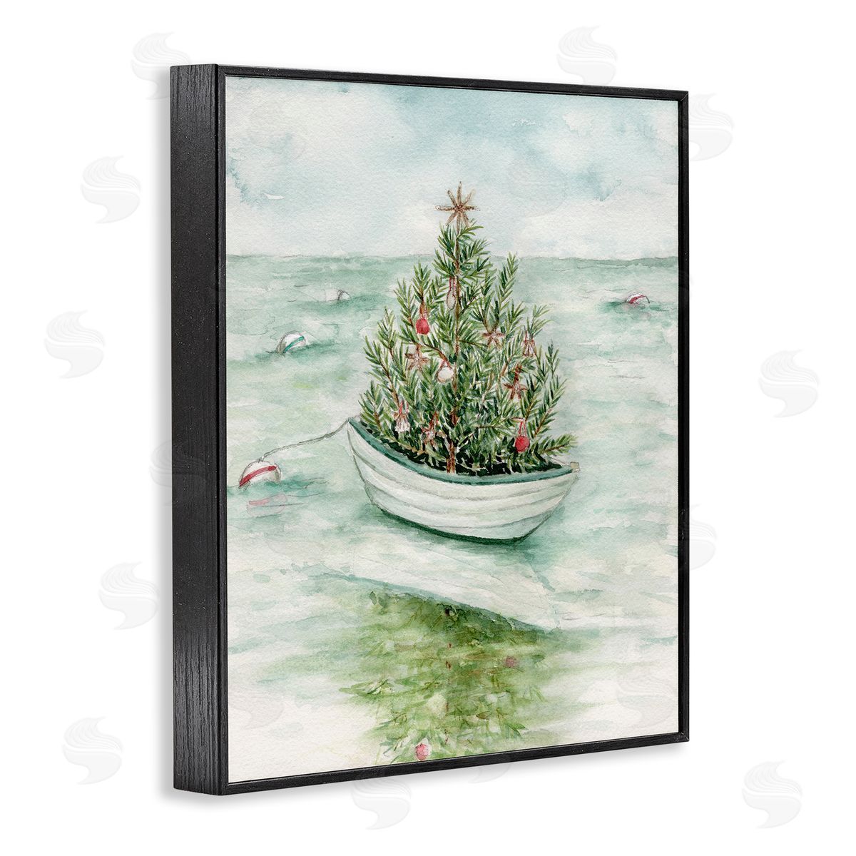 Beachy Christmas Tree Black Frame Print Wall Art, Home Decor by Melissa Hyatt