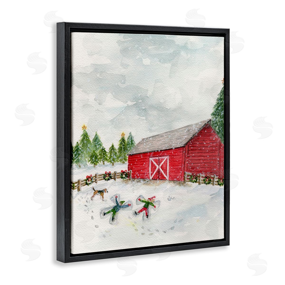 New England Snow Angels Black Floating Frame Canvas Wall Art, Home Decor by Melissa Hyatt
