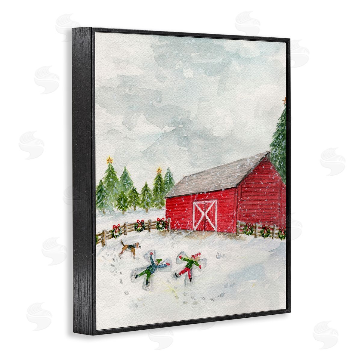 New England Snow Angels Black Frame Print Wall Art, Home Decor by Melissa Hyatt