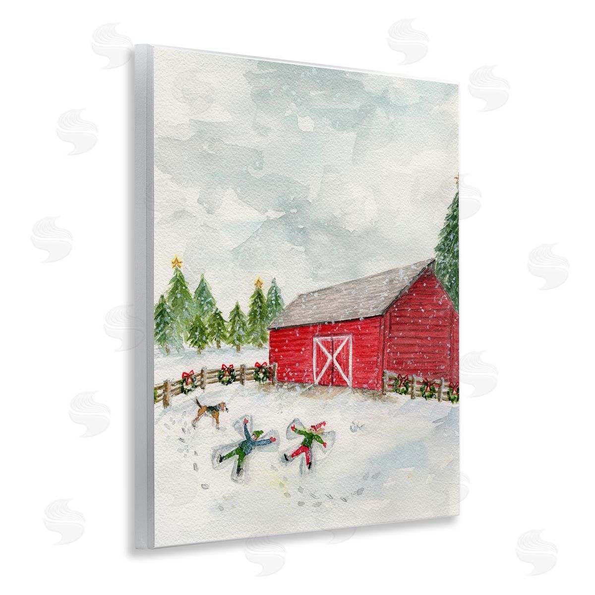 New England Snow Angels Wood Plaque Wall Art, Home Decor by Melissa Hyatt