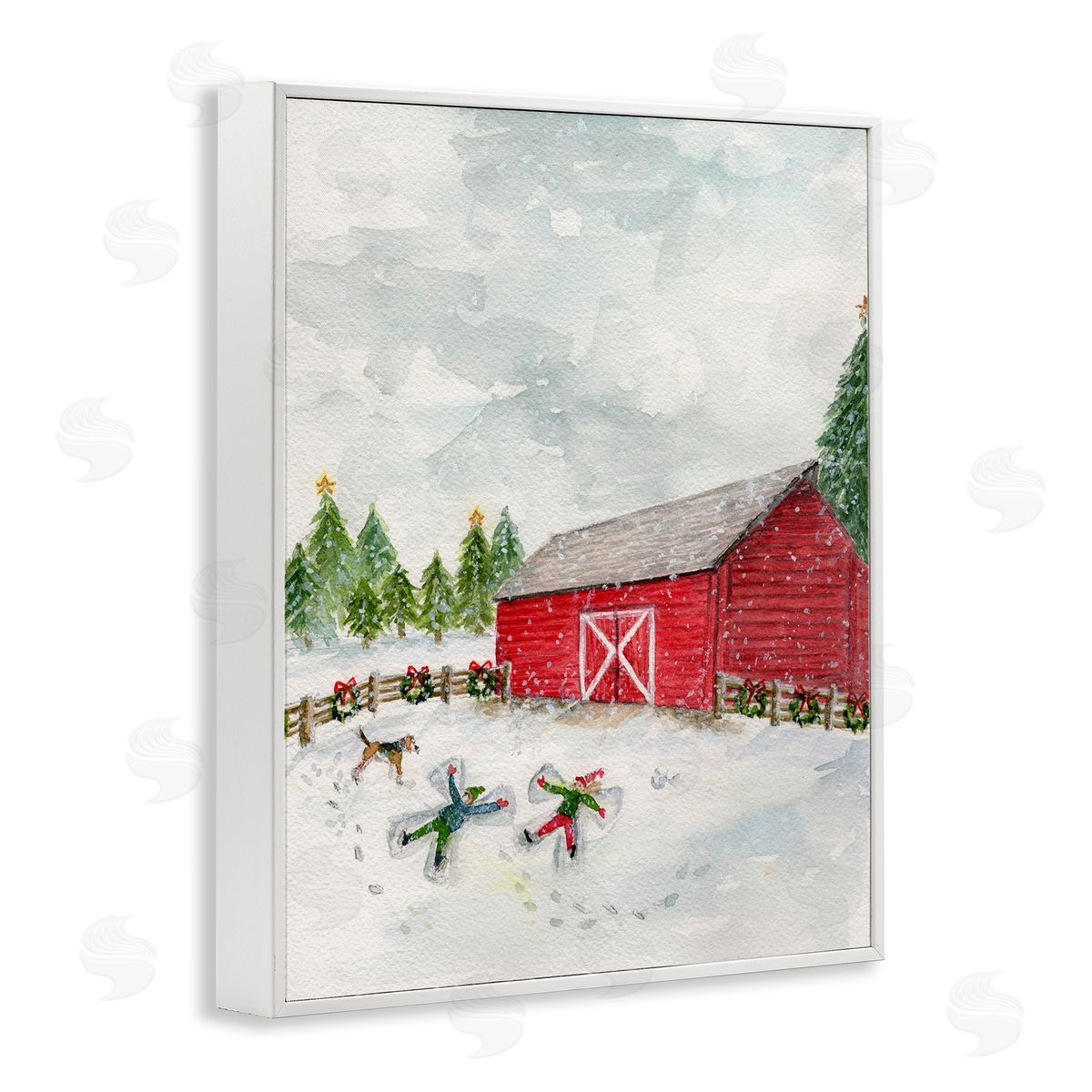 New England Snow Angels White Frame Print Wall Art, Home Decor by Melissa Hyatt