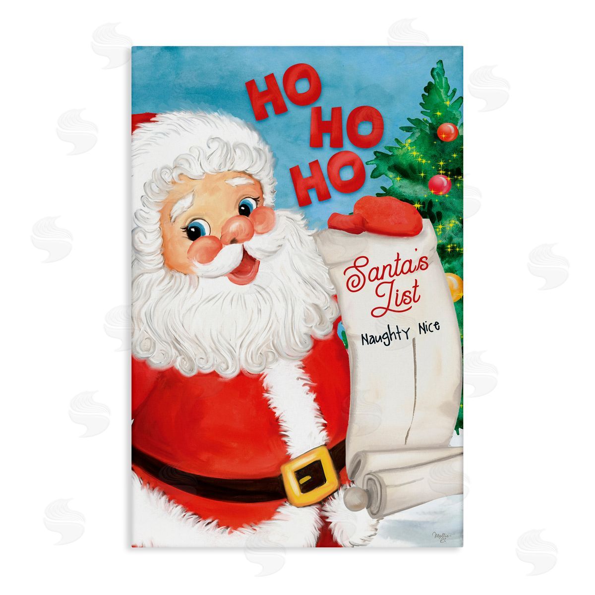 Santa's Naughty Nice List Canvas Wall Art, Home Decor by Mollie B.