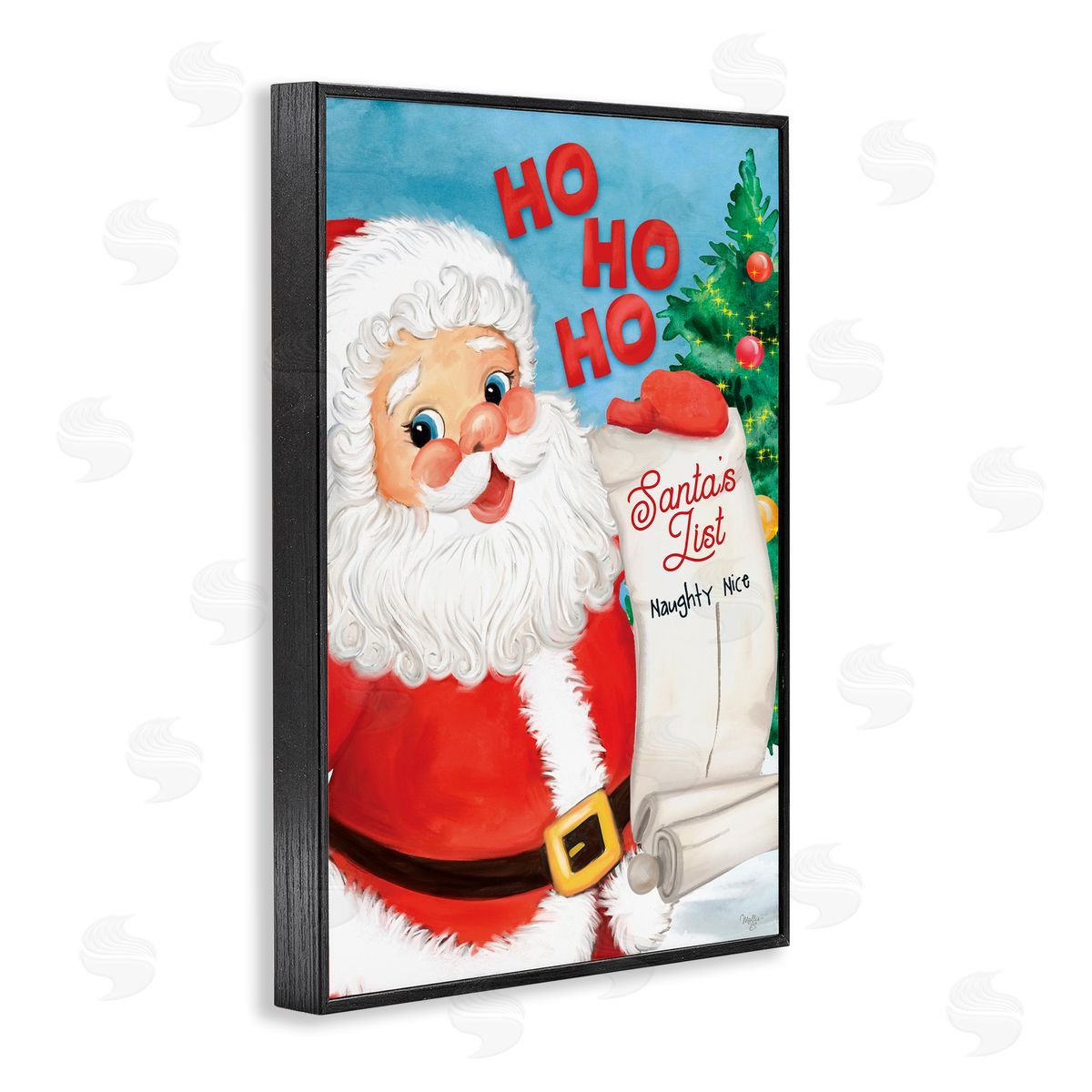 Santa's Naughty Nice List Black Frame Print Wall Art, Home Decor by Mollie B.
