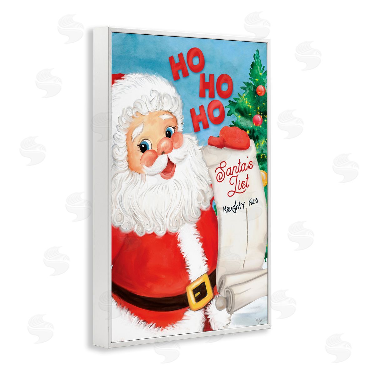 Santa's Naughty Nice List White Frame Print Wall Art, Home Decor by Mollie B.