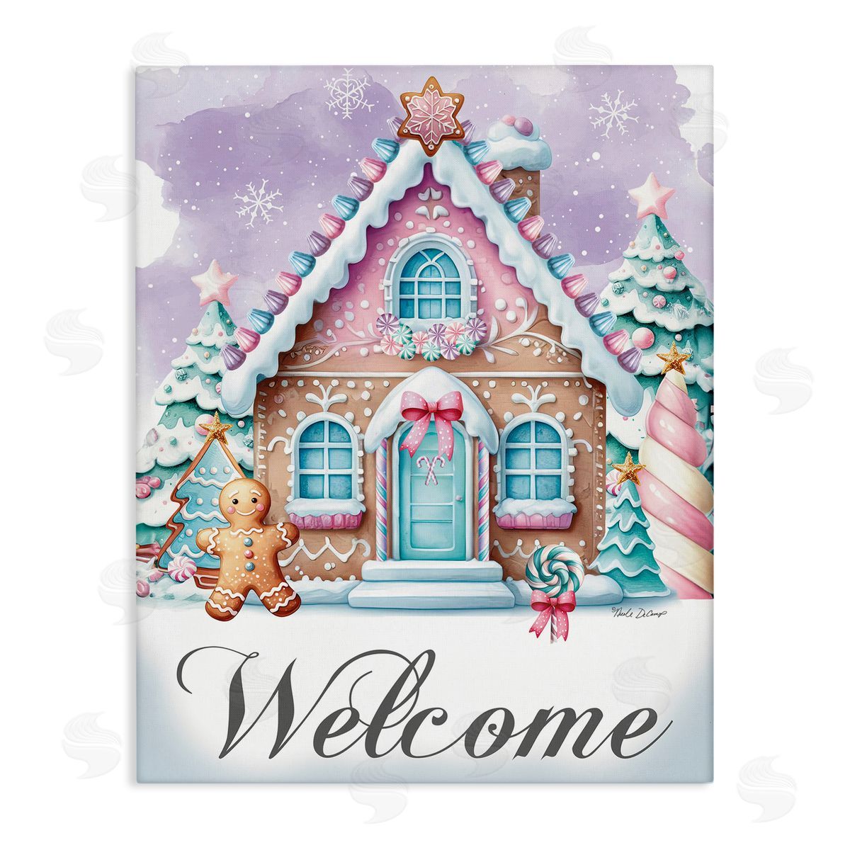 Welcome Gingerbread House Canvas Wall Art, Home Decor by Nicole DeCamp