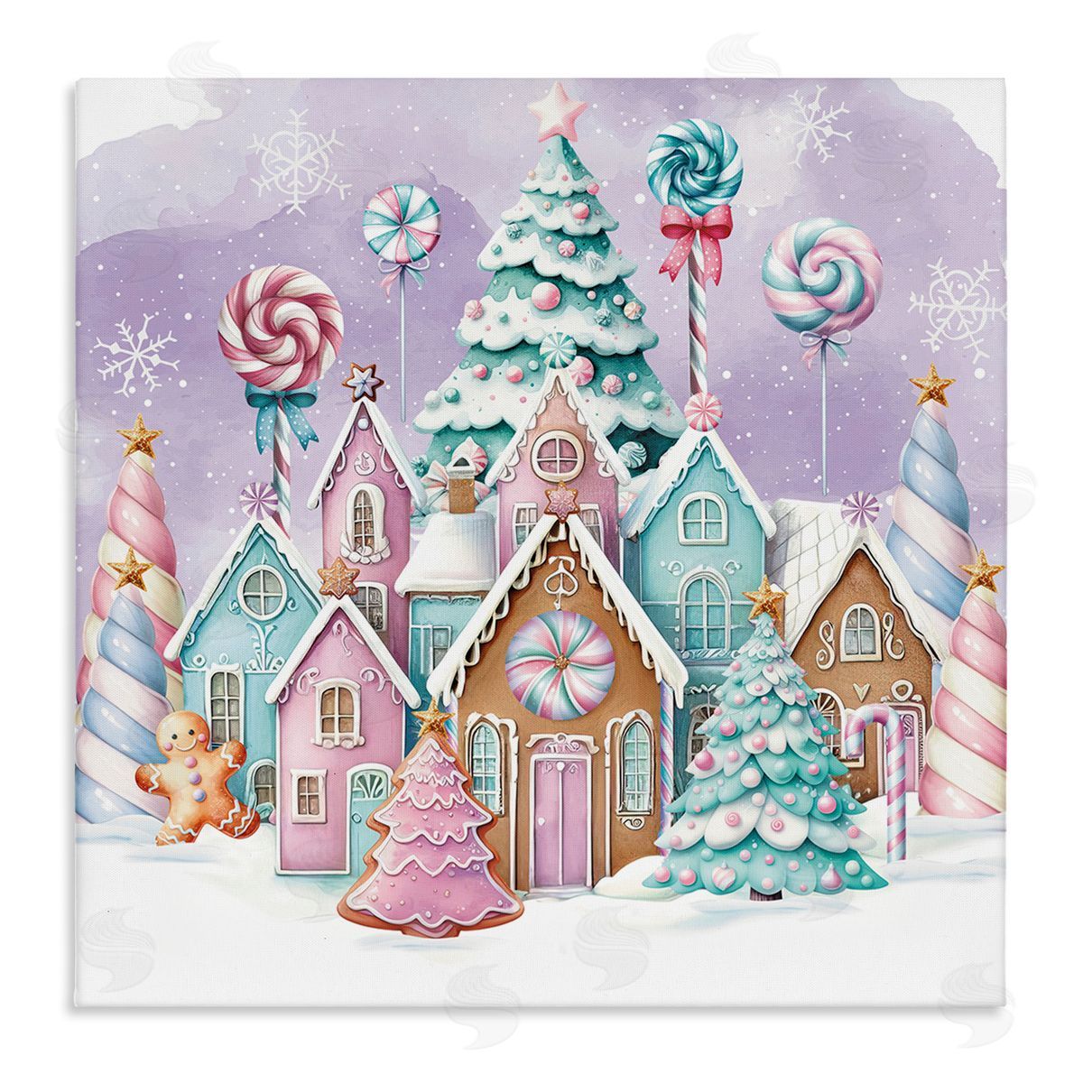 Gingerbread Candy Town Canvas Wall Art, Home Decor by Nicole DeCamp