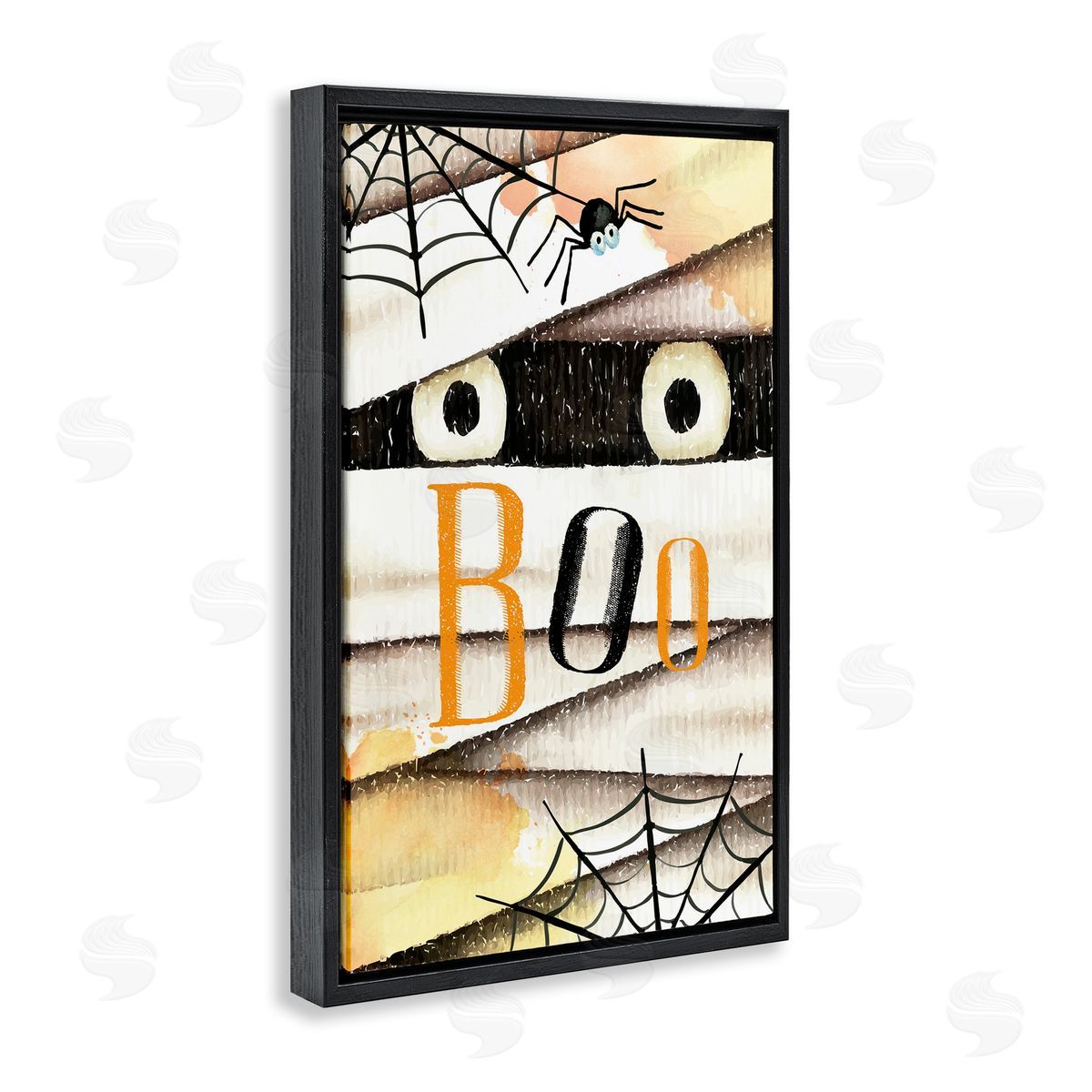 Spooky Peeking Eyes Black Floating Frame Canvas Wall Art, Home Decor by Nicole DeCamp