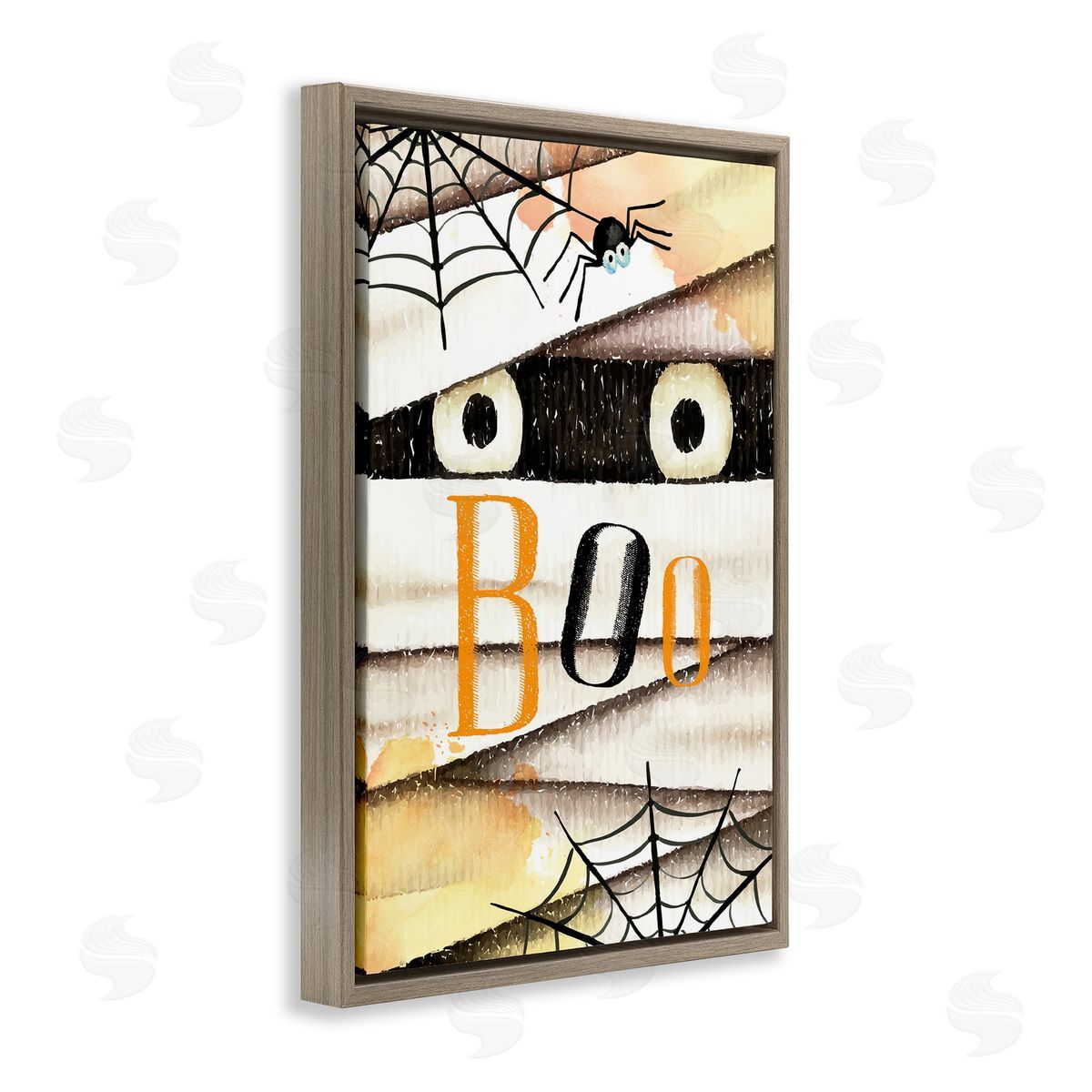 Spooky Peeking Eyes Brown Floating Frame Canvas Wall Art, Home Decor by Nicole DeCamp