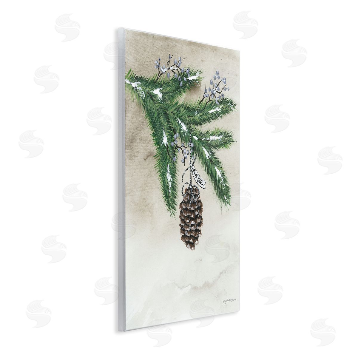 Dangling Rustic Pine Cone Wood Plaque Wall Art, Home Decor by Julie Norkus