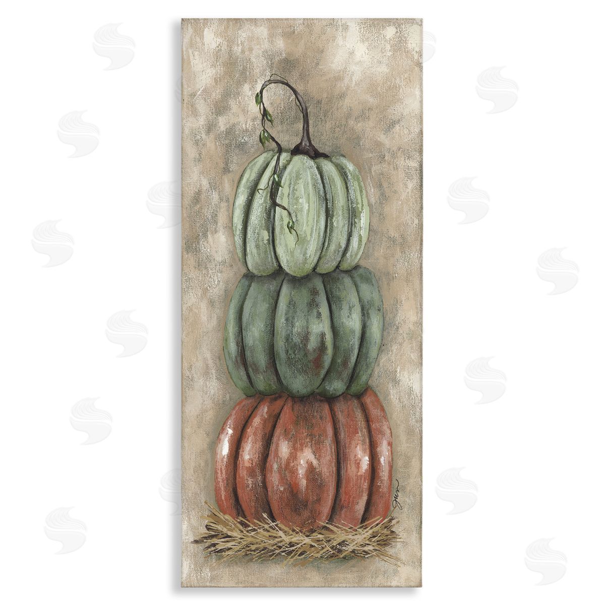 Stacked Rustic Pumpkins Canvas Wall Art, Home Decor by Julie Norkus