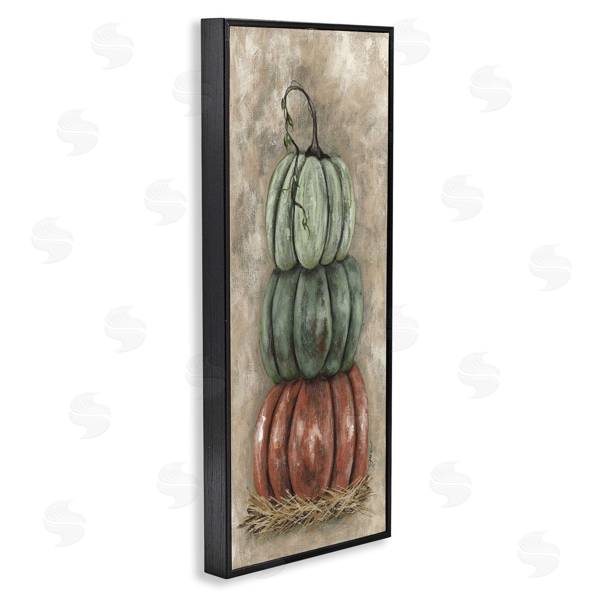 Stacked Rustic Pumpkins Black Frame Print Wall Art, Home Decor by Julie Norkus
