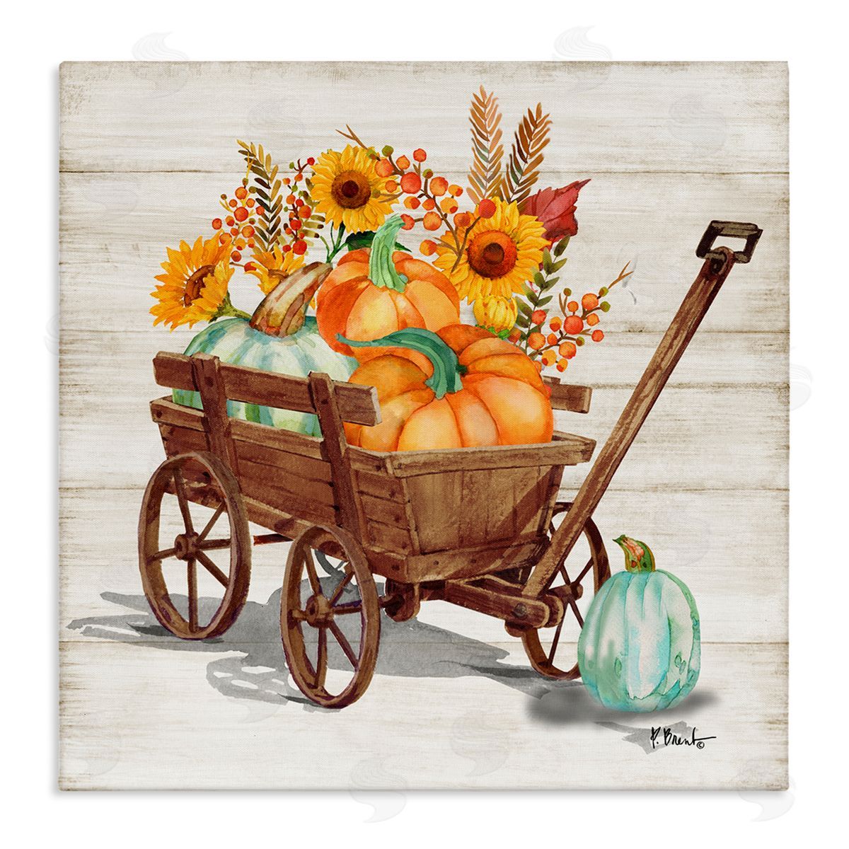 Farm Harvest Wagon Canvas Wall Art, Home Decor by Paul Brent