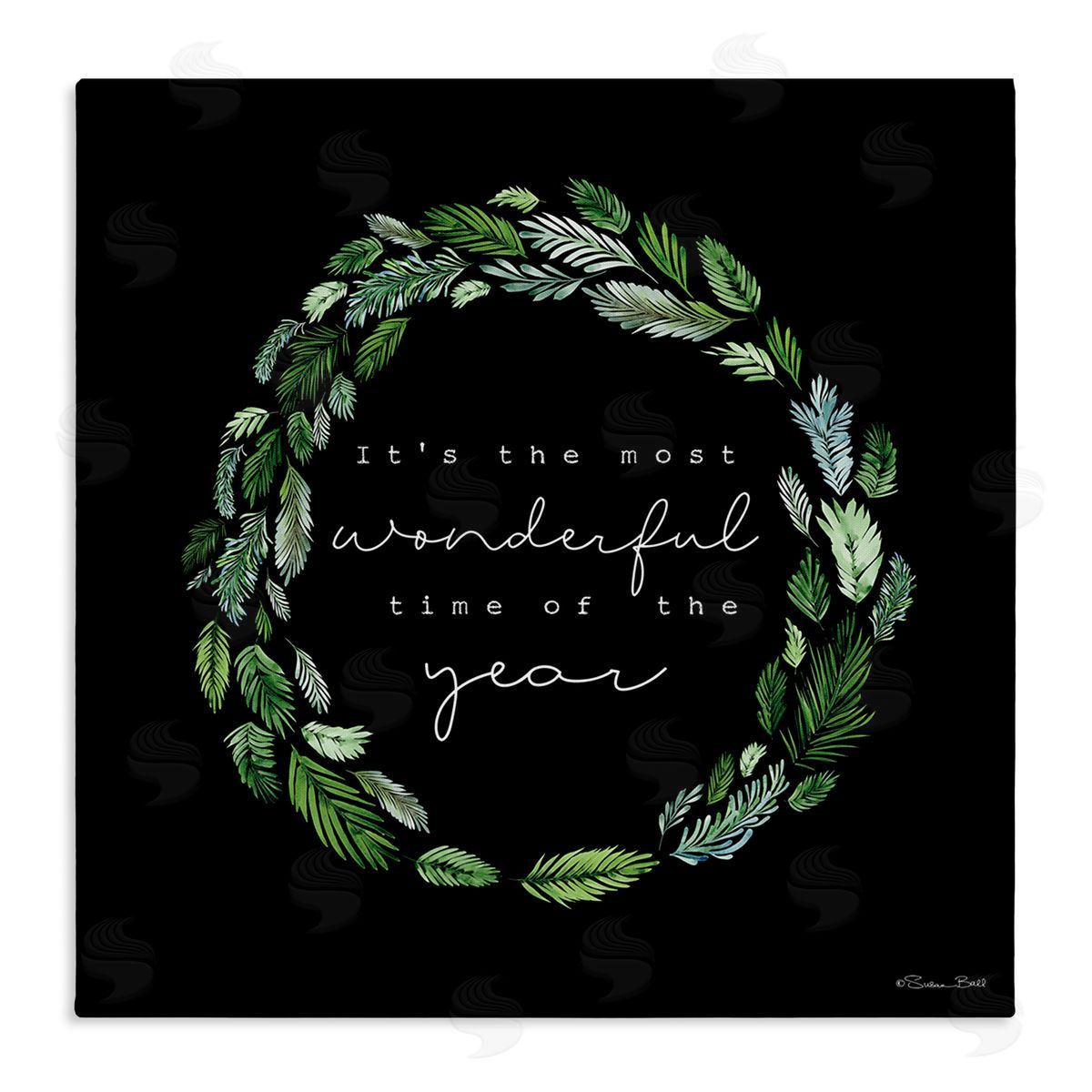 Minimal Holiday Wreath Canvas Wall Art, Home Decor by Susan Ball