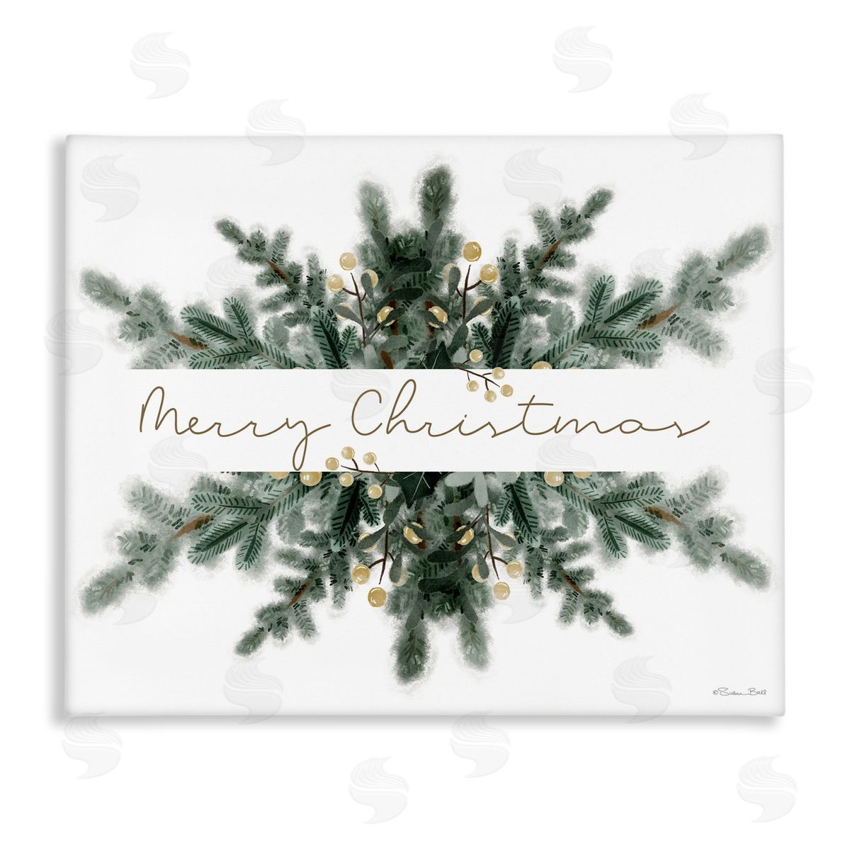 Festive Fir Phrase Canvas Wall Art, Home Decor by Susan Ball