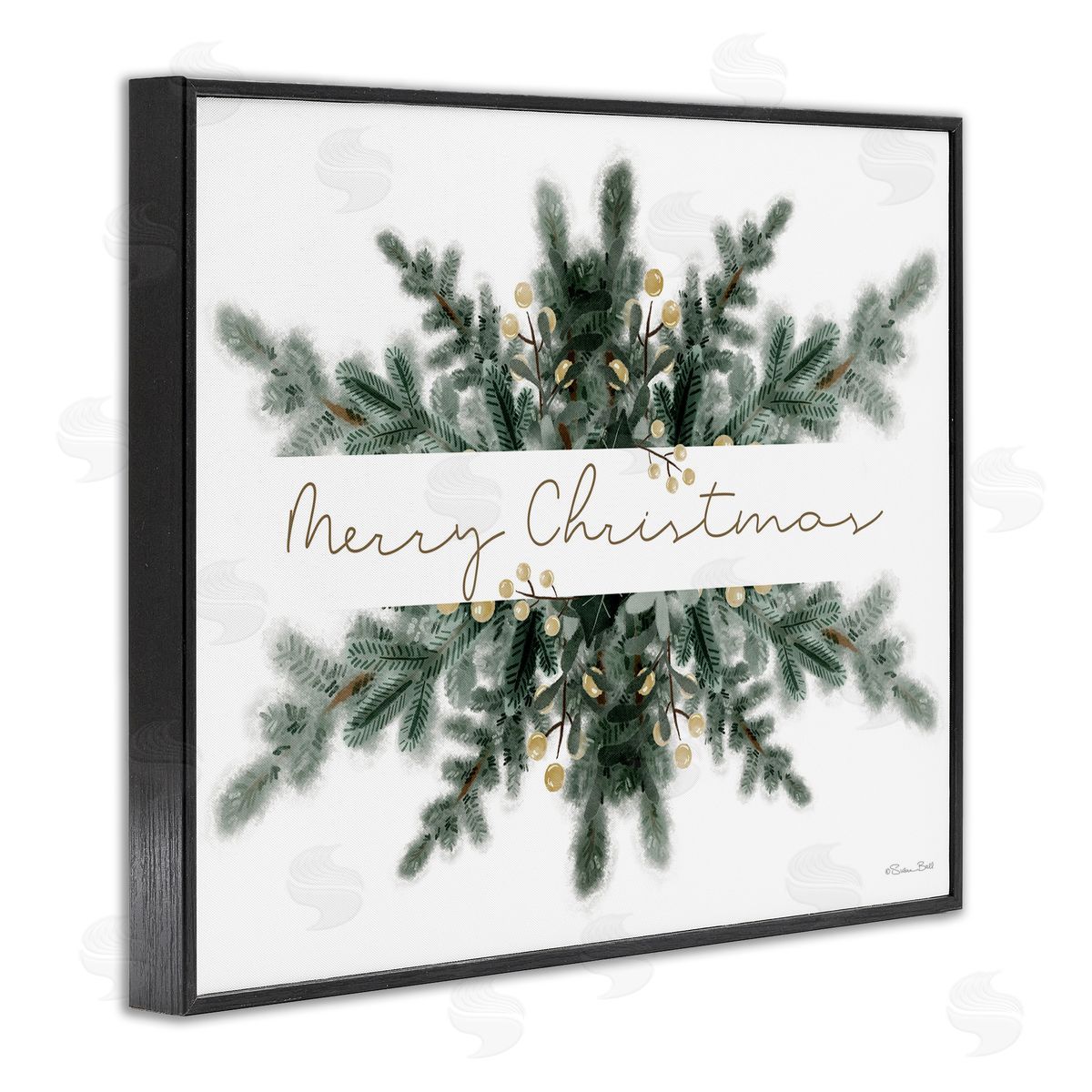Festive Fir Phrase Black Frame Print Wall Art, Home Decor by Susan Ball