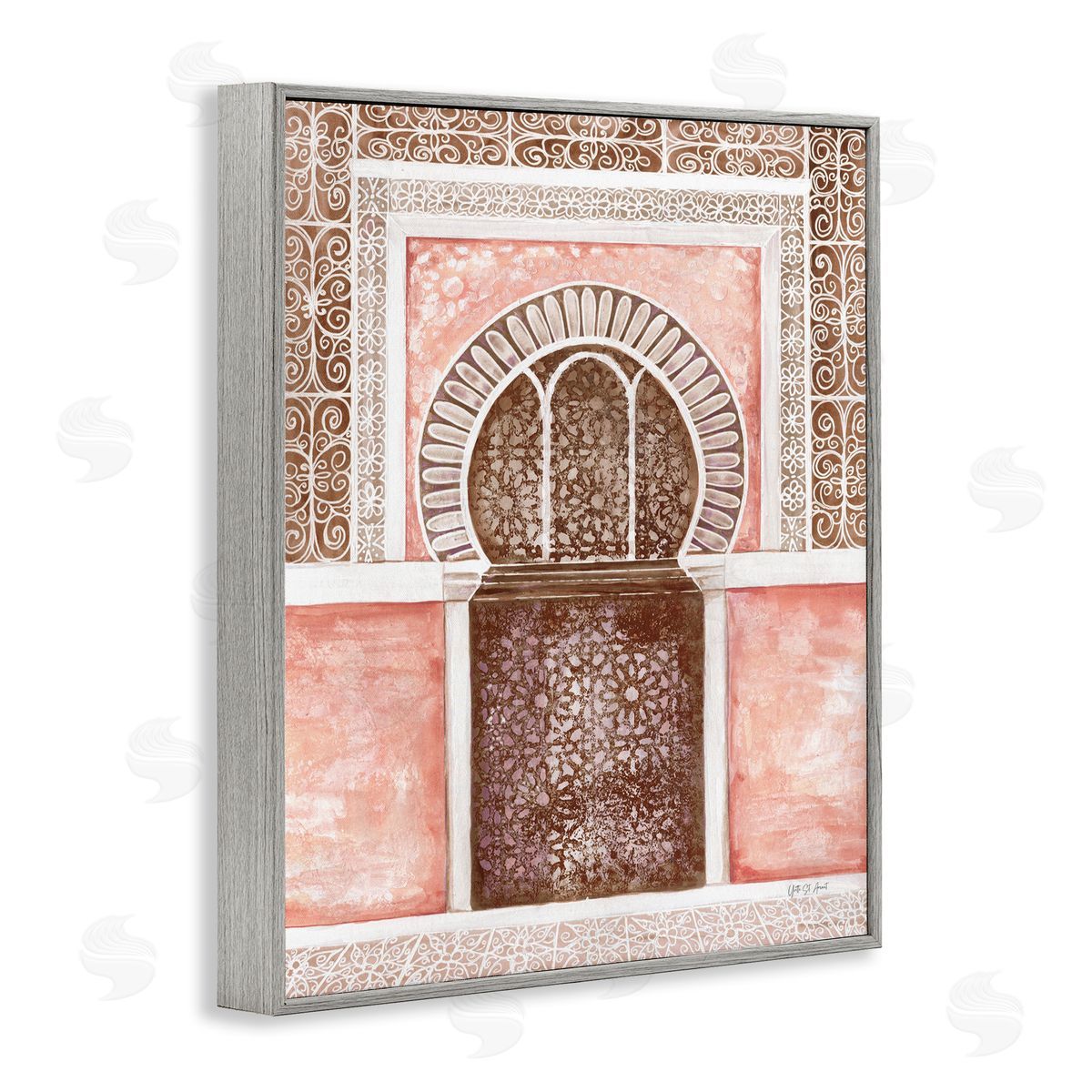 Moroccan Tiled Alcove Grey Frame Print Wall Art, Home Decor by Yvette St. Amant