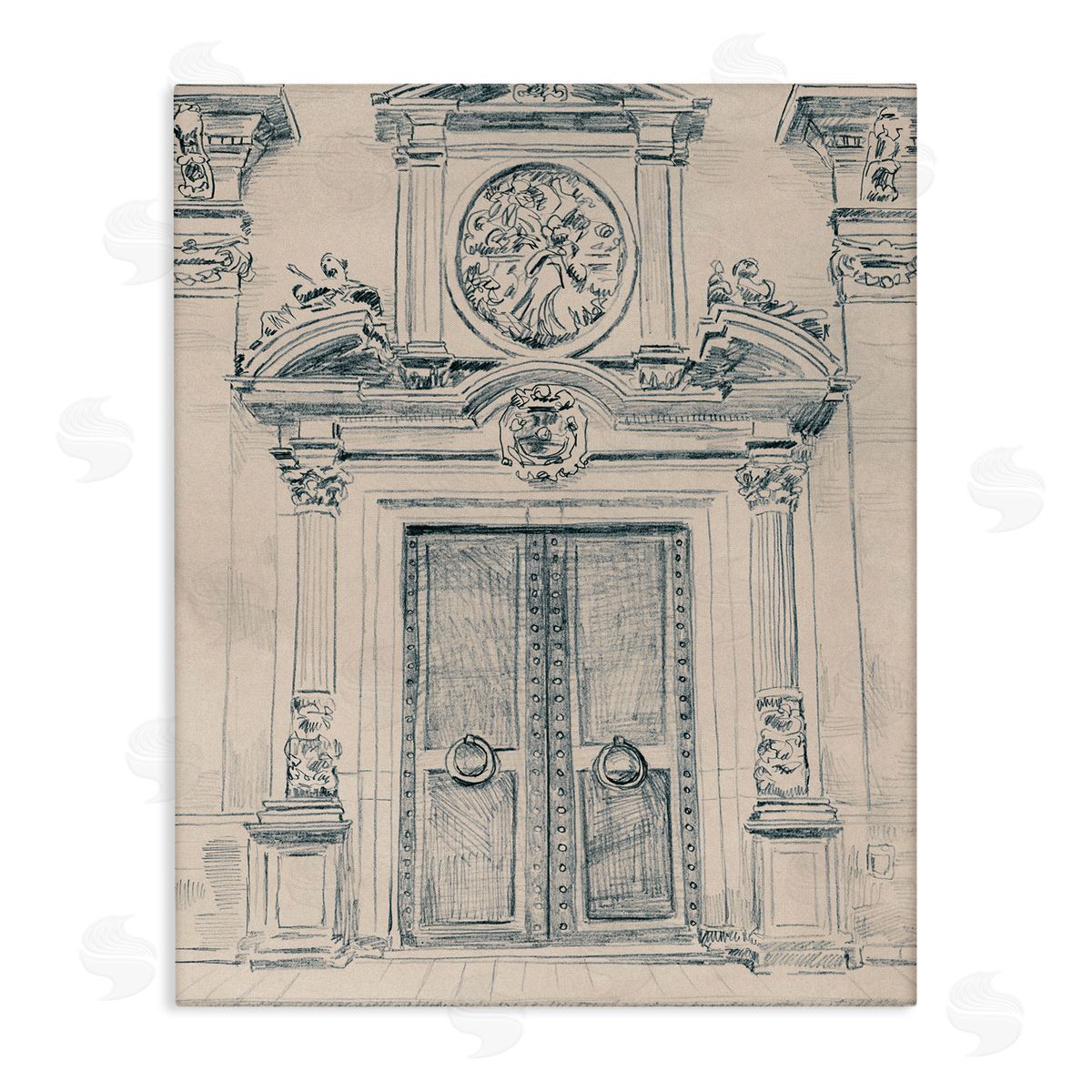 Detailed Architecture Scene Canvas Wall Art, Home Decor by June Erica Vess