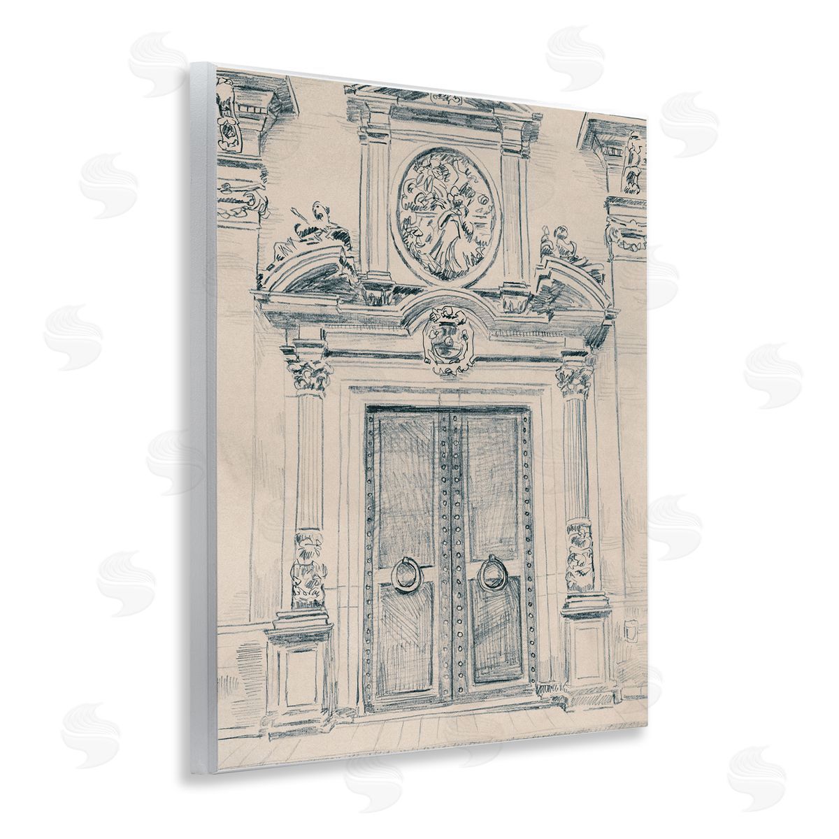Detailed Architecture Scene Wood Plaque Wall Art, Home Decor by June Erica Vess