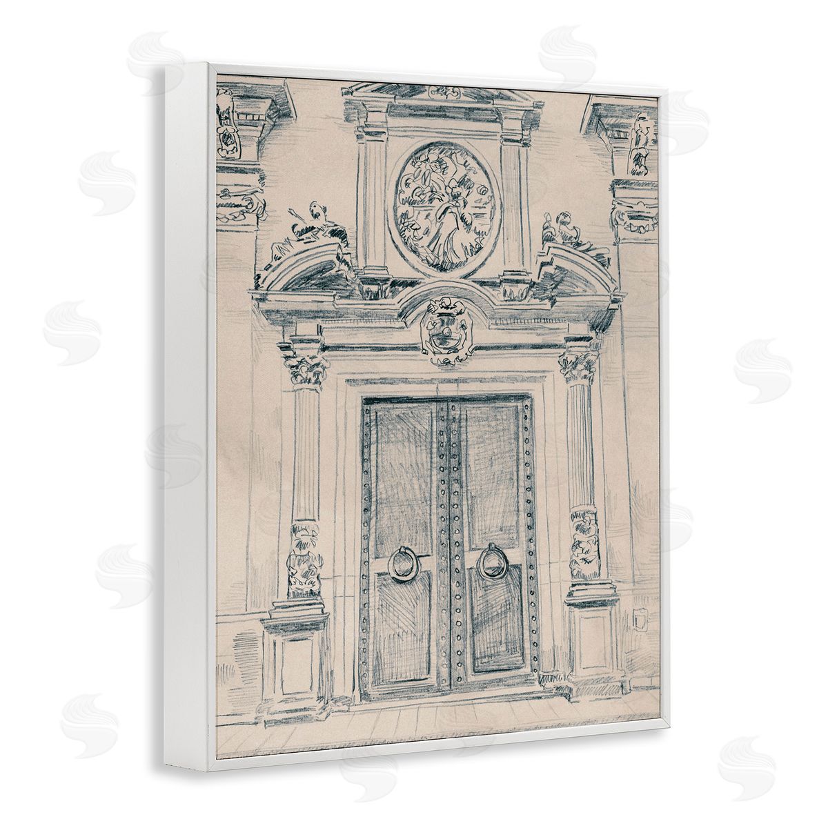Detailed Architecture Scene White Frame Print Wall Art, Home Decor by June Erica Vess