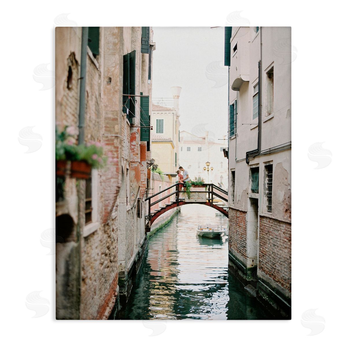 Couple on Canal Bridge Canvas Wall Art, Home Decor by Justine Milton