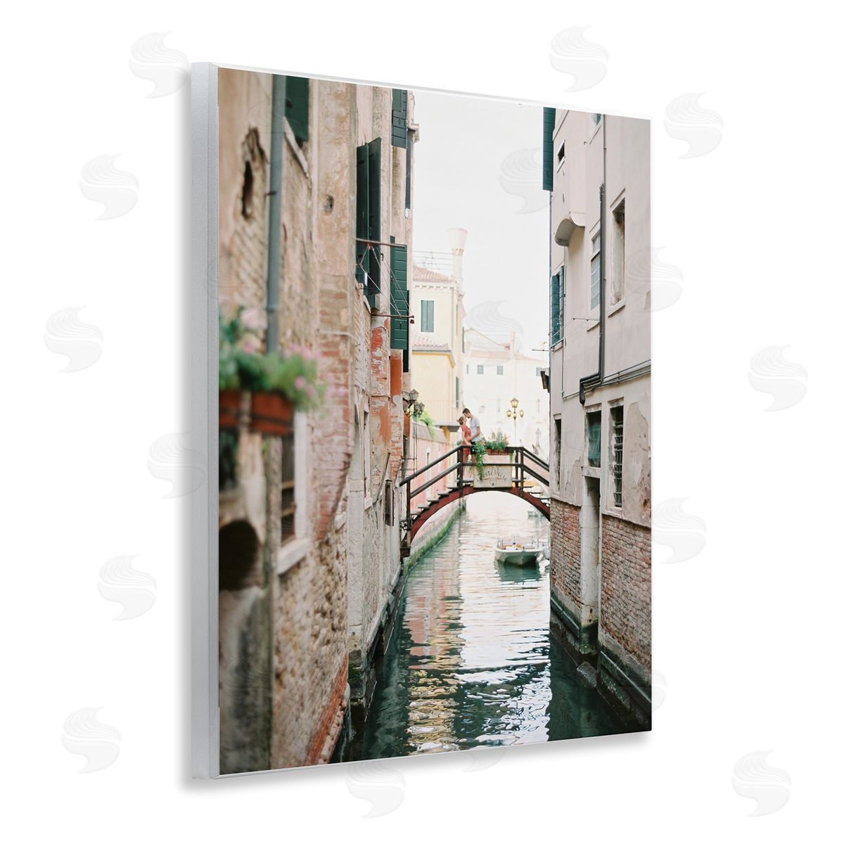 Couple on Canal Bridge Wood Plaque Wall Art, Home Decor by Justine Milton
