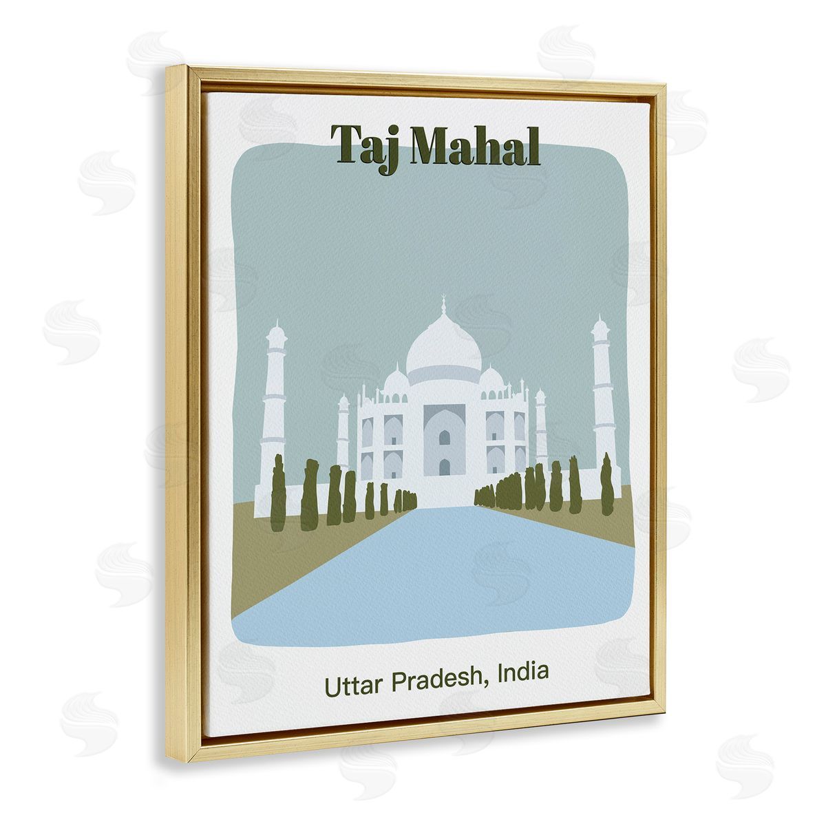Taj Mahal Architecture Gold Floating Frame Canvas Wall Art, Home Decor by Regina Moore