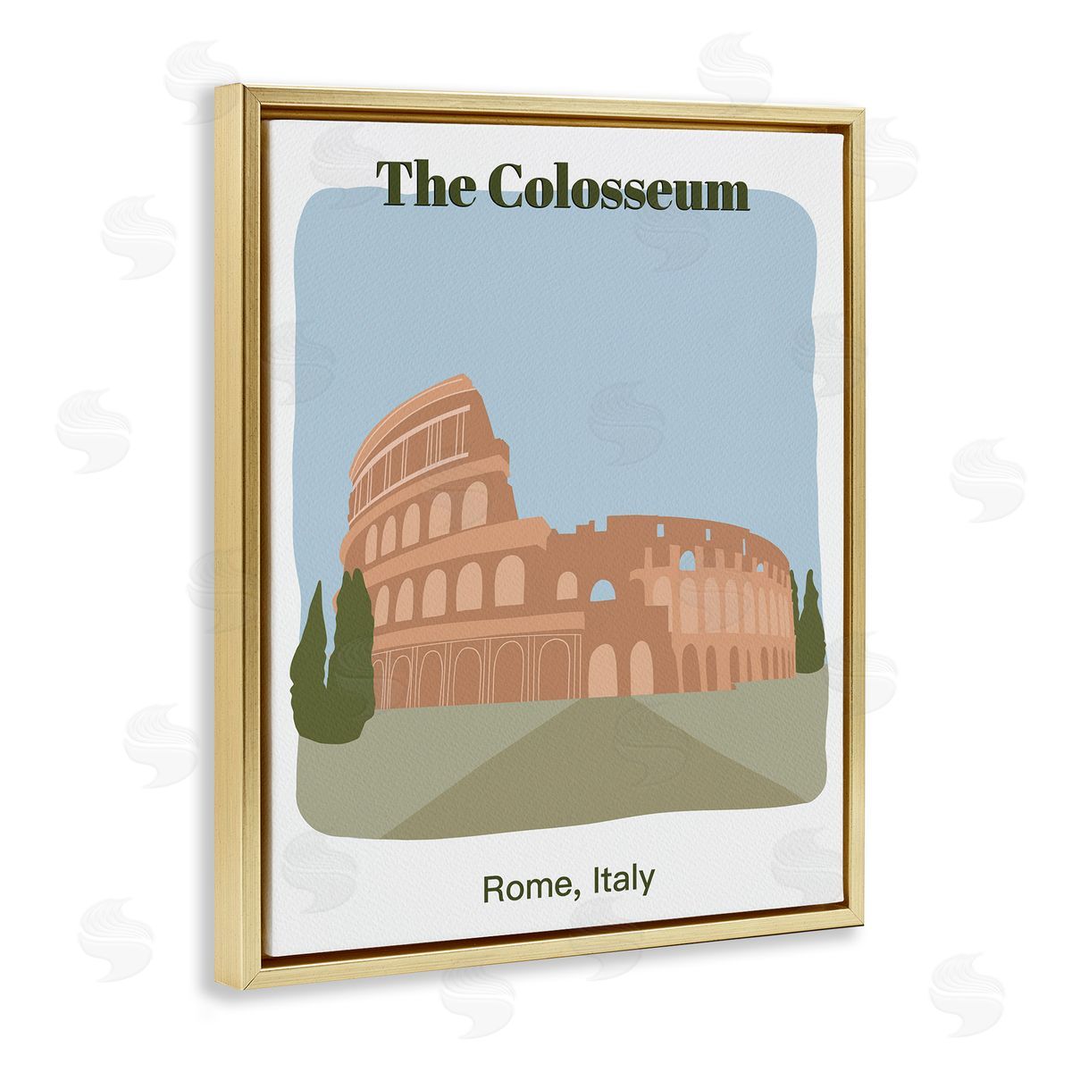 The Colosseum Architecture Gold Floating Frame Canvas Wall Art, Home Decor by Regina Moore