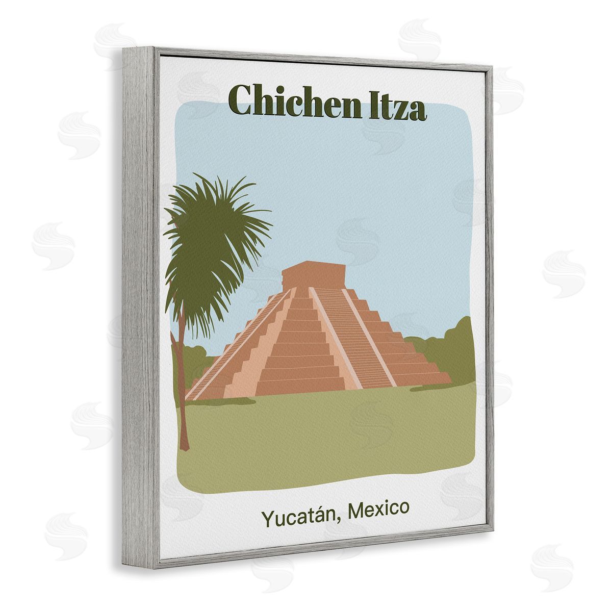 Chichen Itza Architecture Grey Frame Print Wall Art, Home Decor by Regina Moore