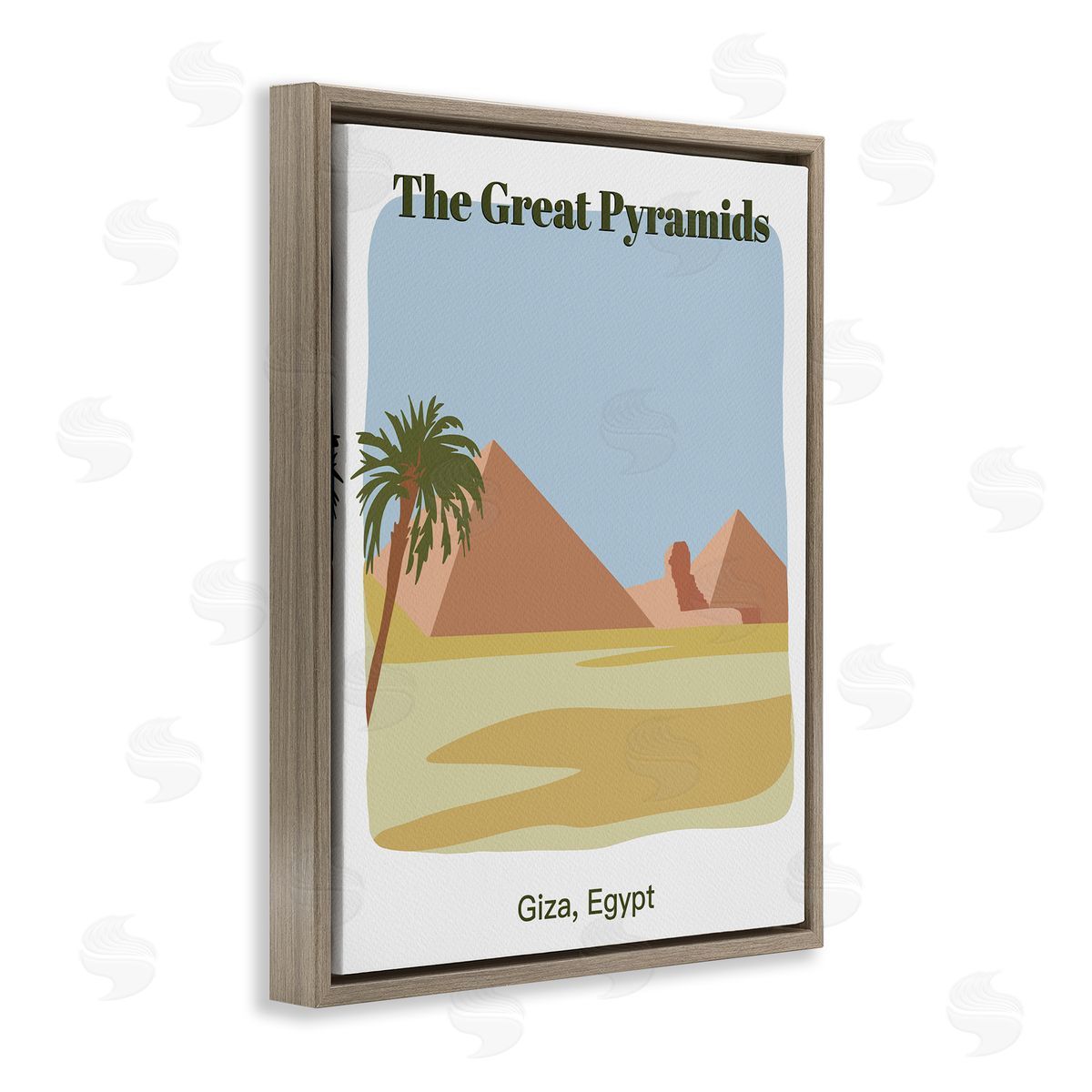 Great Pyramids Architecture Brown Floating Frame Canvas Wall Art, Home Decor by Regina Moore