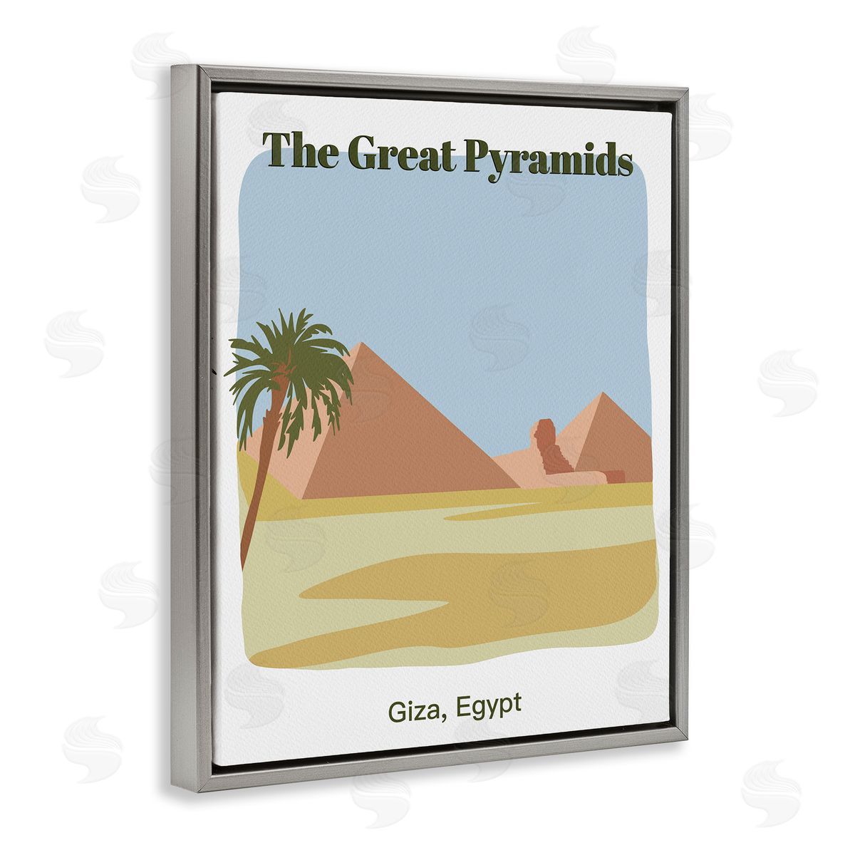 Great Pyramids Architecture Grey Floating Frame Canvas Wall Art, Home Decor by Regina Moore