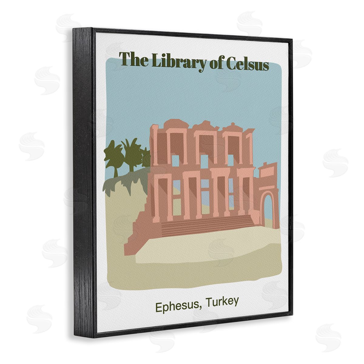 Library Of Celcus Architecture Black Frame Print Wall Art, Home Decor by Regina Moore