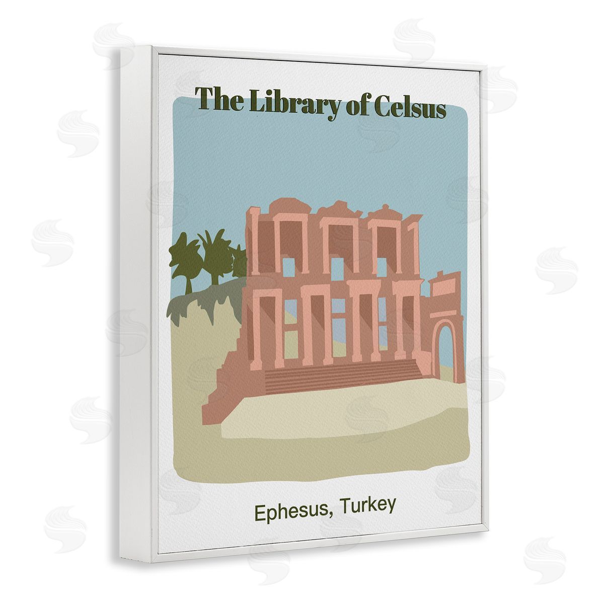 Library Of Celcus Architecture White Frame Print Wall Art, Home Decor by Regina Moore