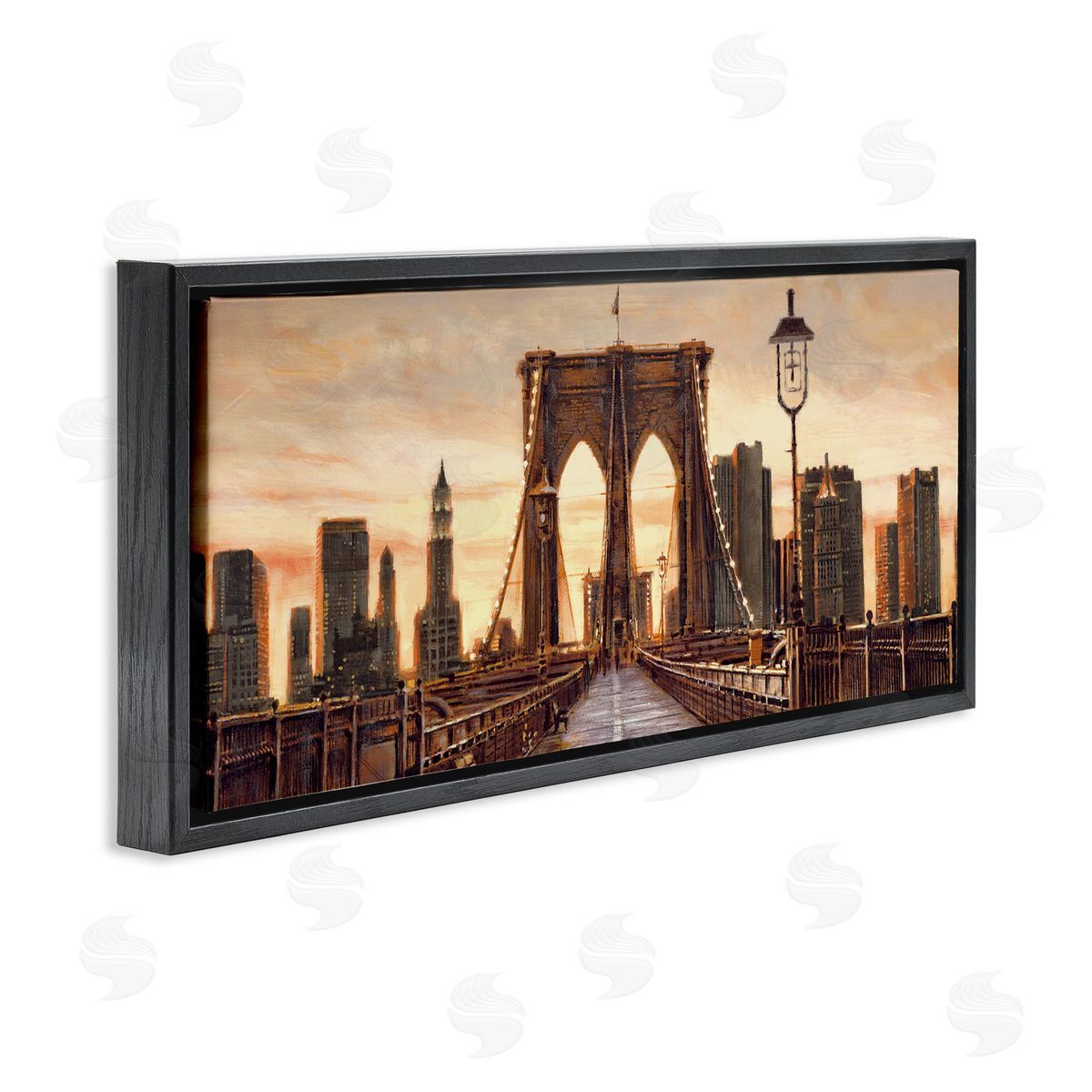 City Bridge View Black Floating Frame Canvas Wall Art, Home Decor by Matthew Daniels