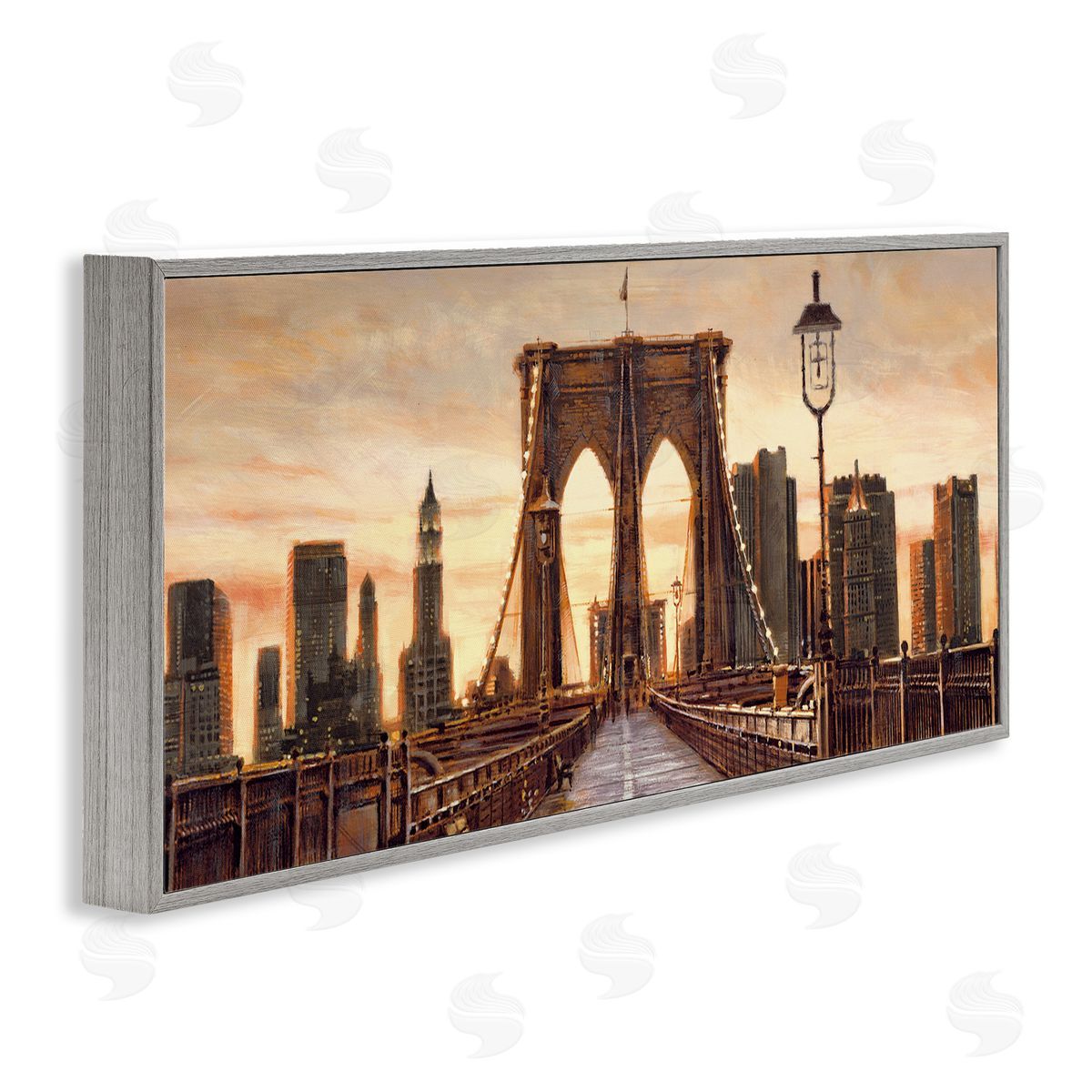 City Bridge View Grey Frame Print Wall Art, Home Decor by Matthew Daniels