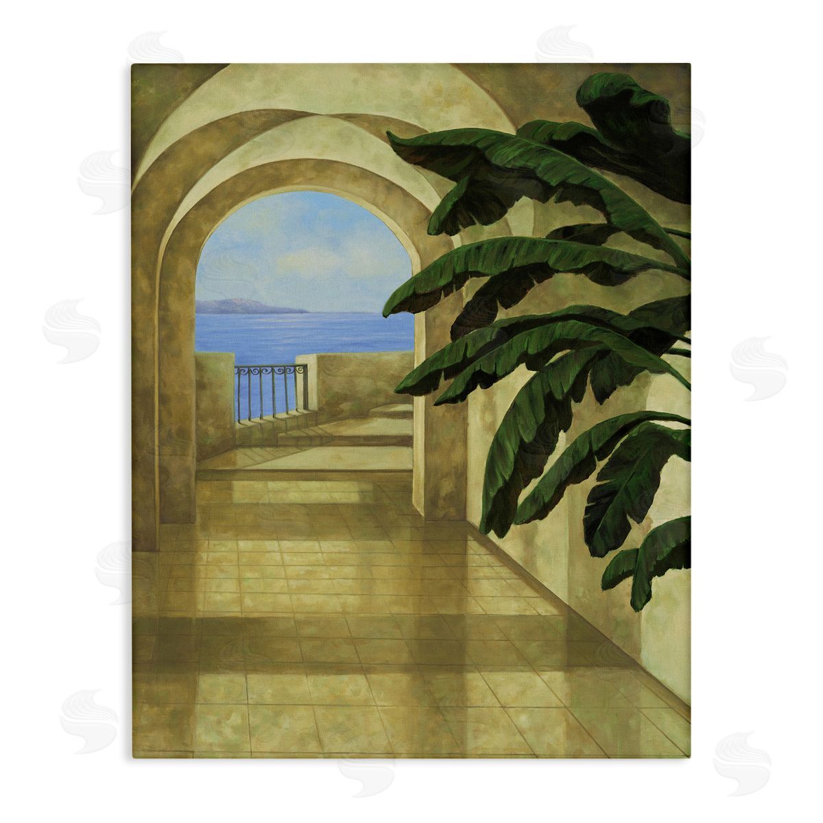 Coastal Villa Palm Canvas Wall Art, Home Decor by Samuel Blanco