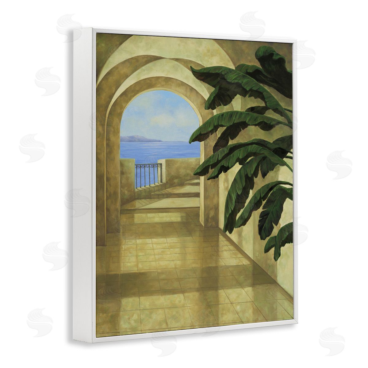 Coastal Villa Palm White Frame Print Wall Art, Home Decor by Samuel Blanco