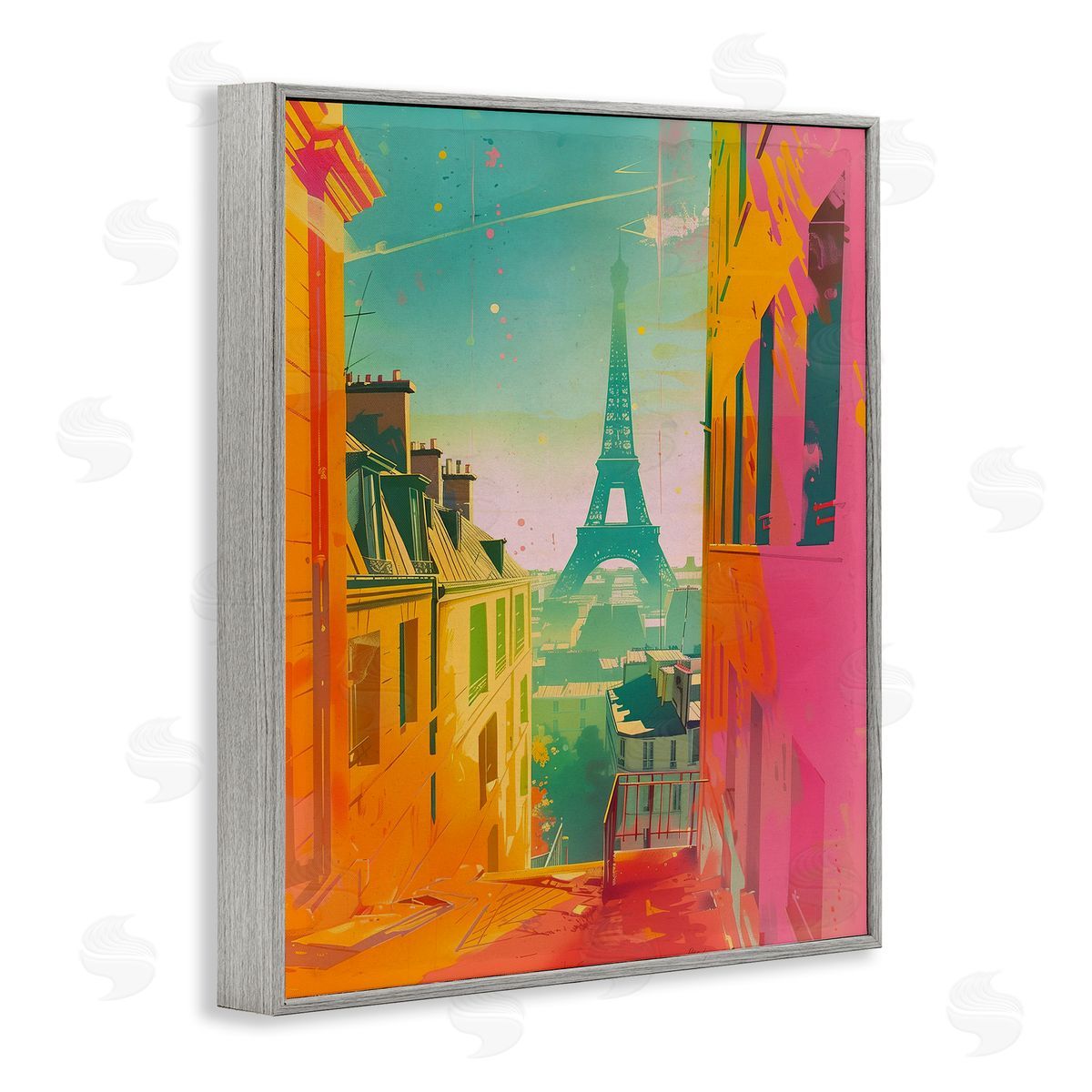 Modern Paris Tower Grey Frame Print Wall Art, Home Decor by Sasha