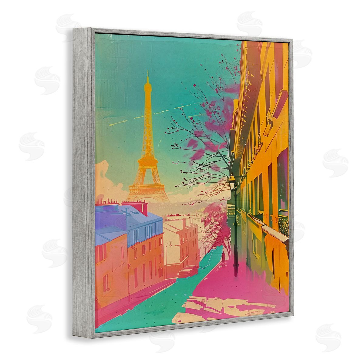 Abstract Paris Tower Grey Frame Print Wall Art, Home Decor by Sasha