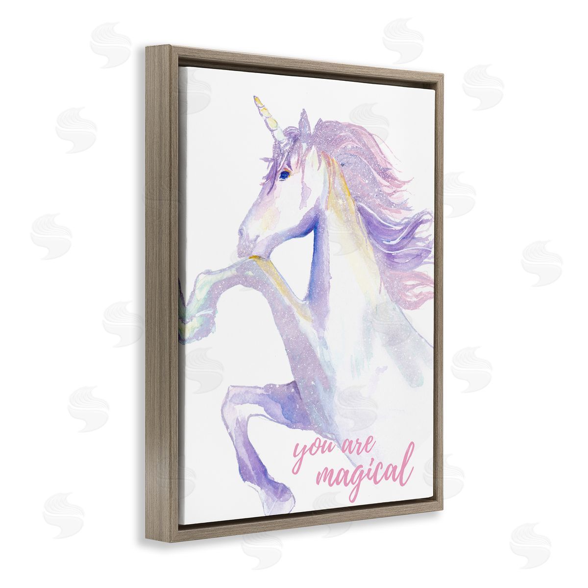 You Are Magical Unicorn Brown Floating Frame Canvas Wall Art, Home Decor by Chelsea Goodrich