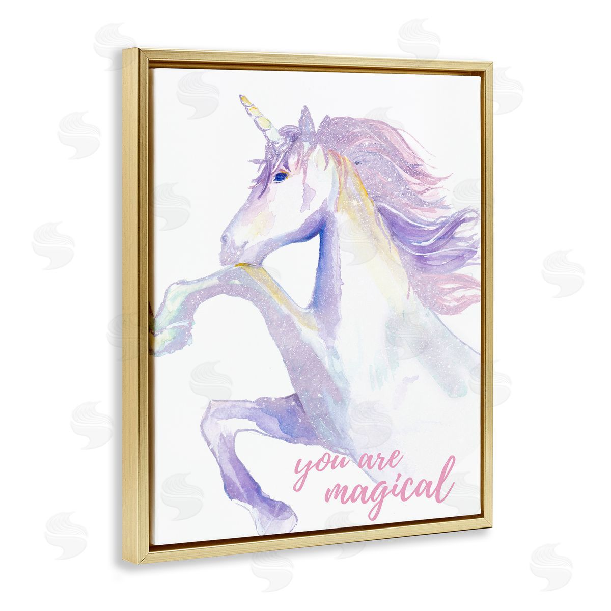 You Are Magical Unicorn Gold Floating Frame Canvas Wall Art, Home Decor by Chelsea Goodrich