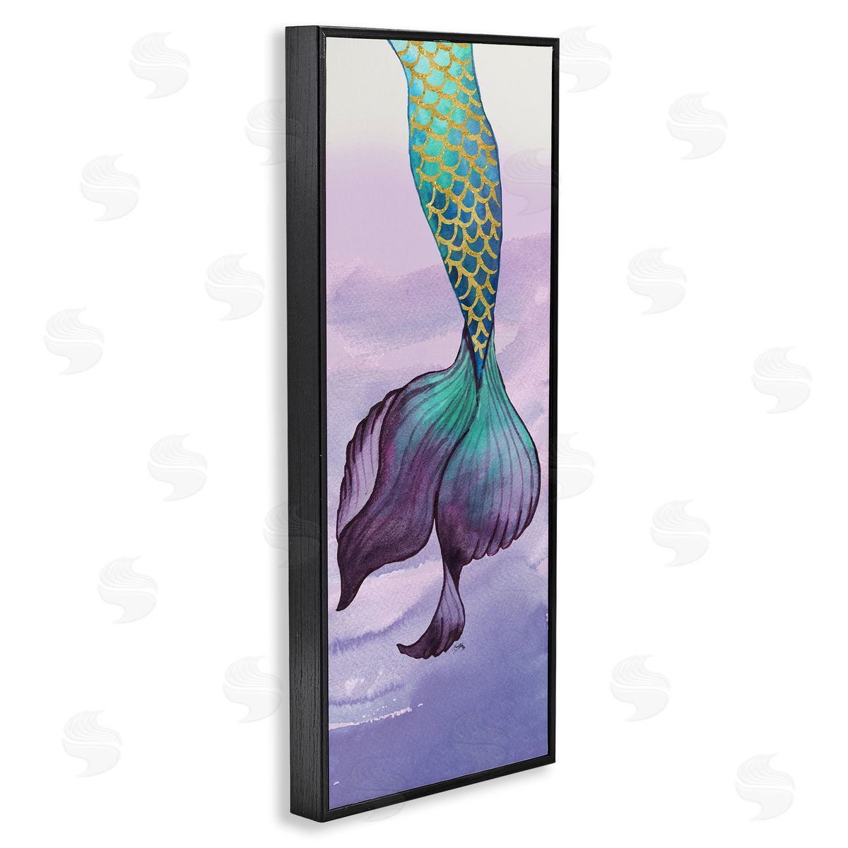 Glam Accent Mermaid Tail Black Frame Print Wall Art, Home Decor by Elizabeth Medley