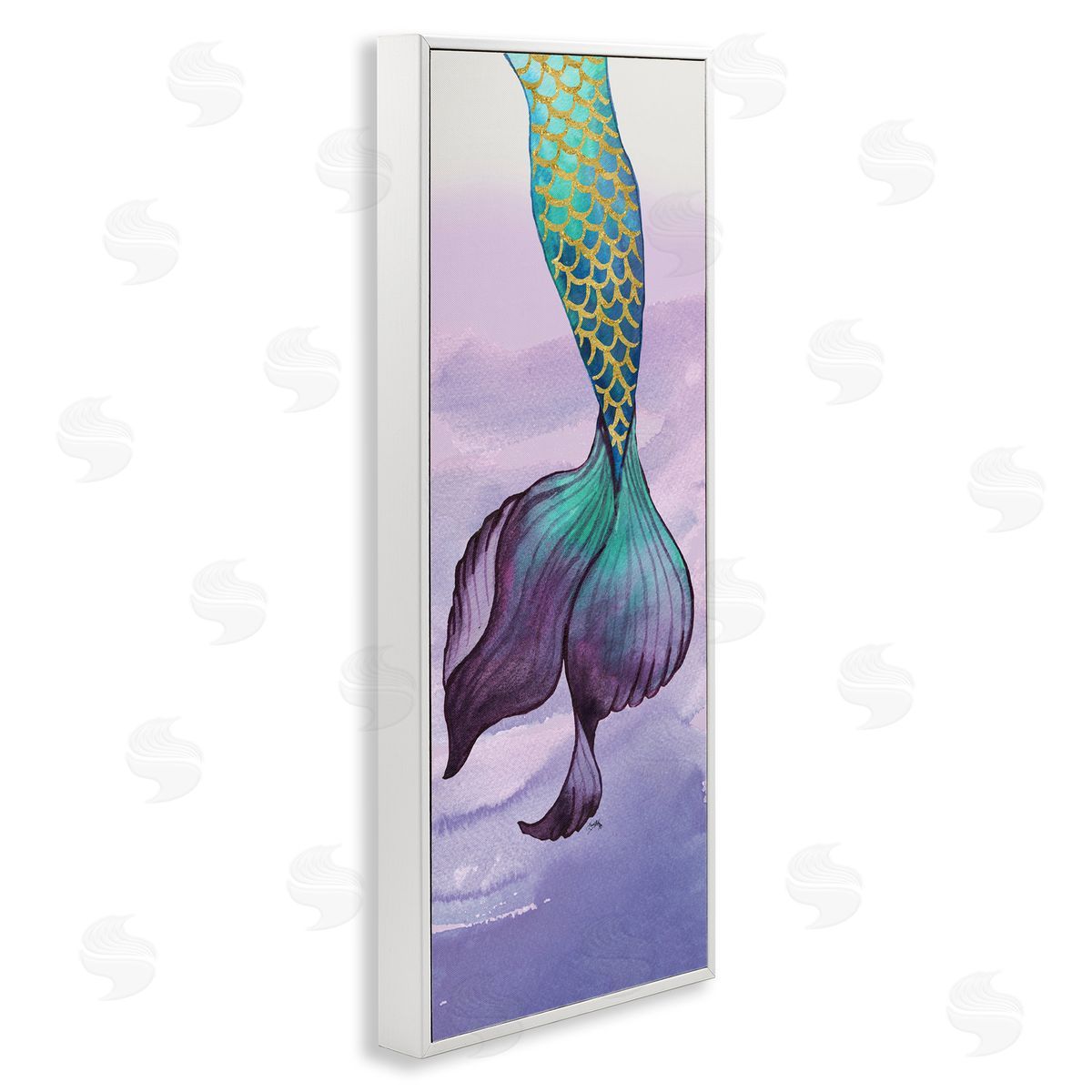 Glam Accent Mermaid Tail White Frame Print Wall Art, Home Decor by Elizabeth Medley