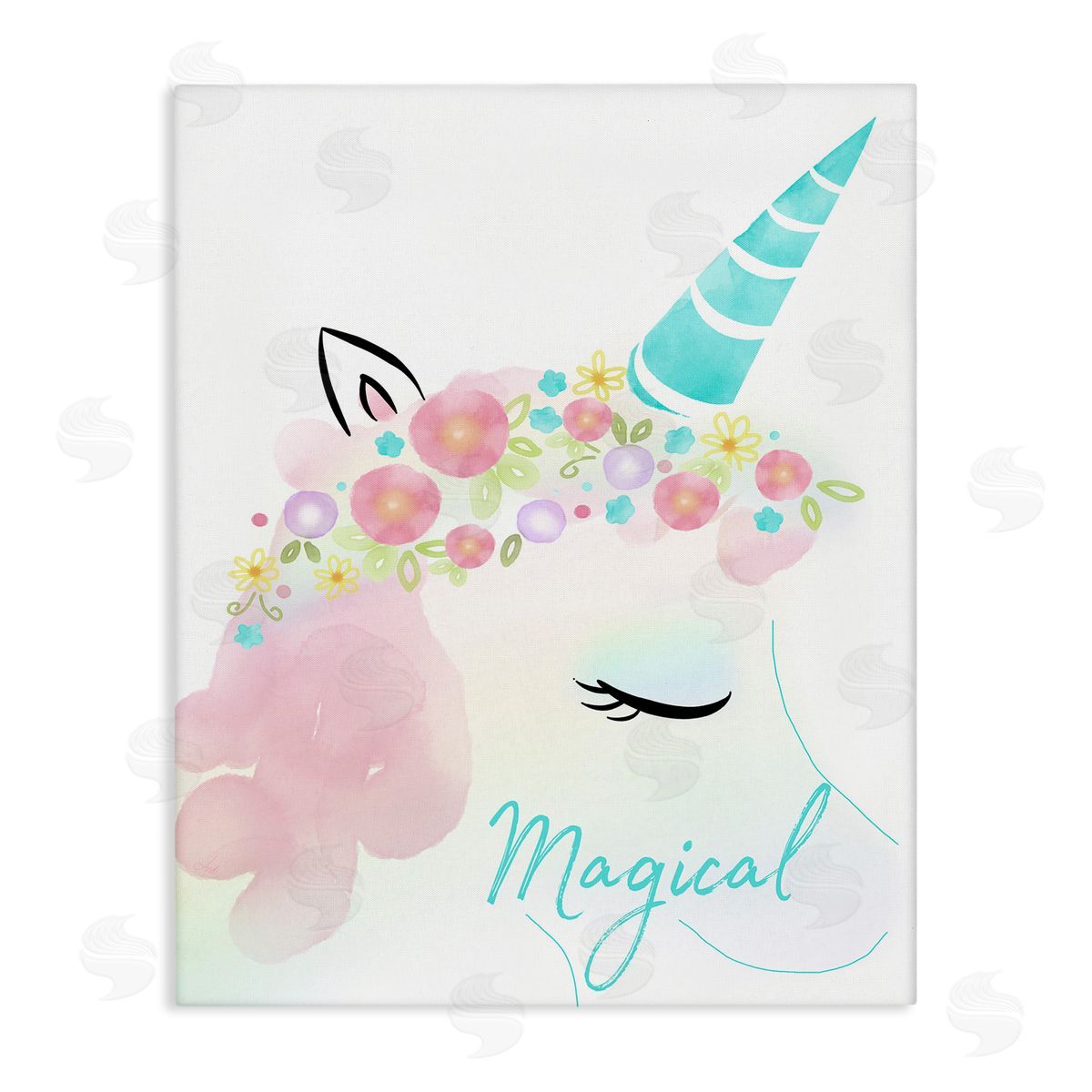 Magical Floral Unicorn Canvas Wall Art, Home Decor by Andi Metz