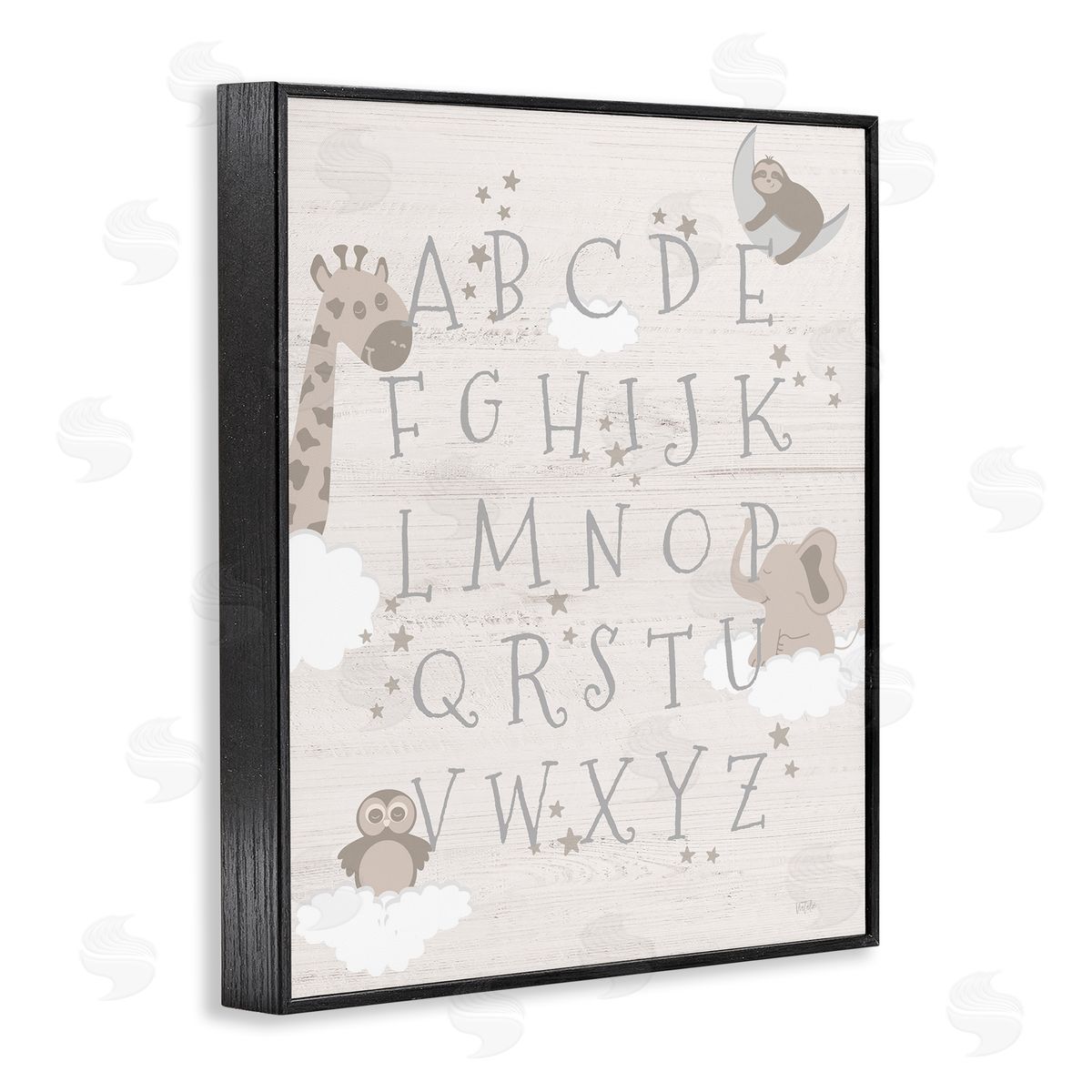 Neutral Beige Alphabet Black Frame Print Wall Art, Home Decor by Natalie Carpentieri