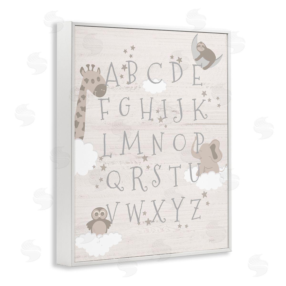 Neutral Beige Alphabet White Frame Print Wall Art, Home Decor by Natalie Carpentieri