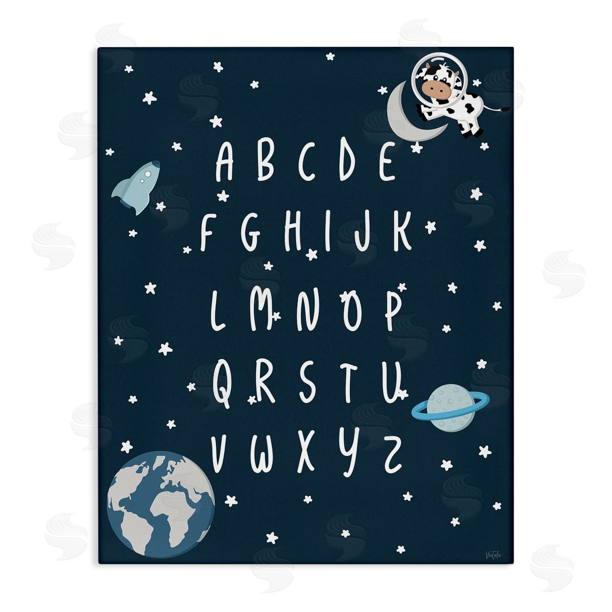 Outer Space Alphabet Canvas Wall Art, Home Decor by Natalie Carpentieri
