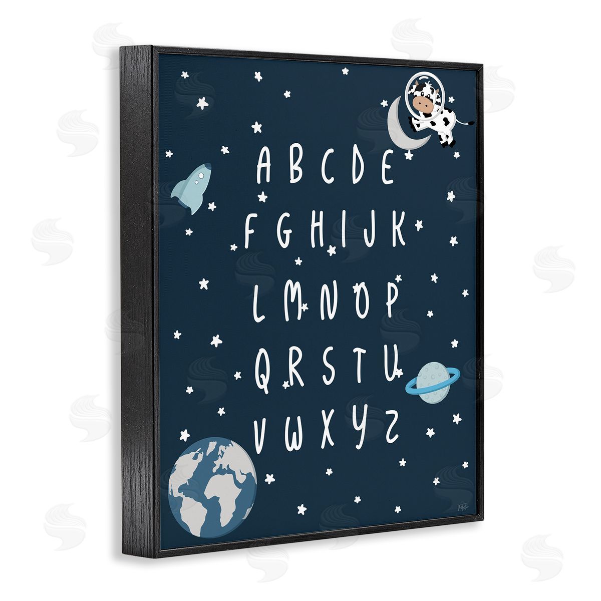 Outer Space Alphabet Black Frame Print Wall Art, Home Decor by Natalie Carpentieri