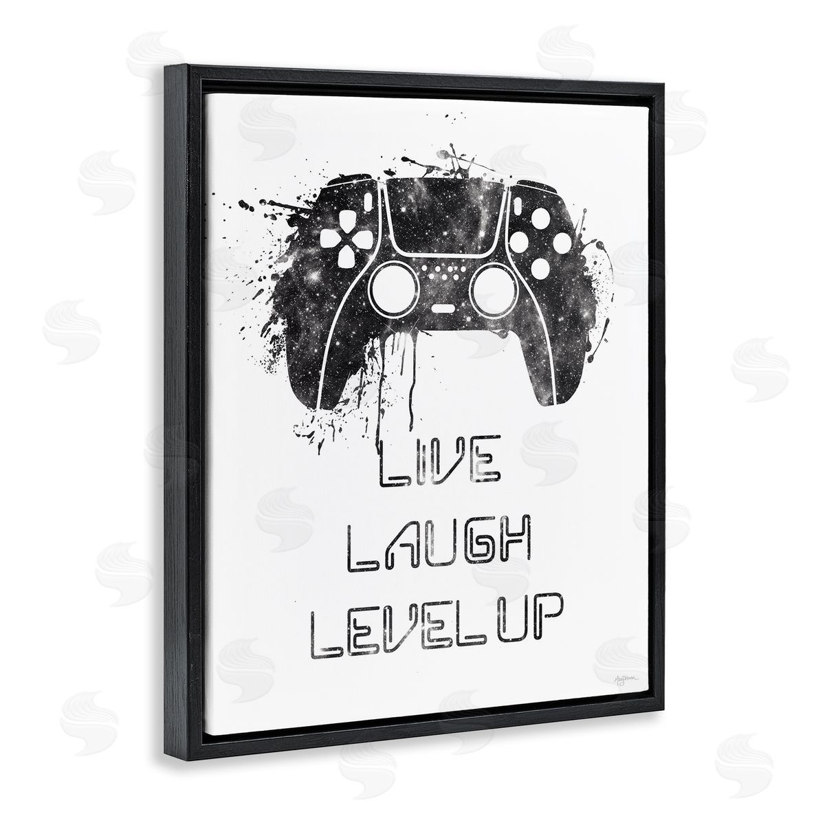 Live Laugh Level Up Black Floating Frame Canvas Wall Art, Home Decor by Mary Urban